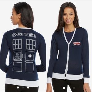 Doctor Who Her Universe TARDIS Retro Cardigan Sweater M L XL